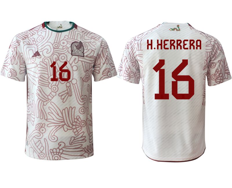 Men 2022 World Cup National Team Mexico away aaa version white #16 Soccer Jerseys->mexico jersey->Soccer Country Jersey